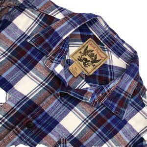 Red Camel Mens Flannel Shirt Size XL Blue Red Plaid Super Soft Casual All Cotton